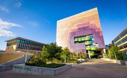 The outside of the Andrew N. Liveris building.